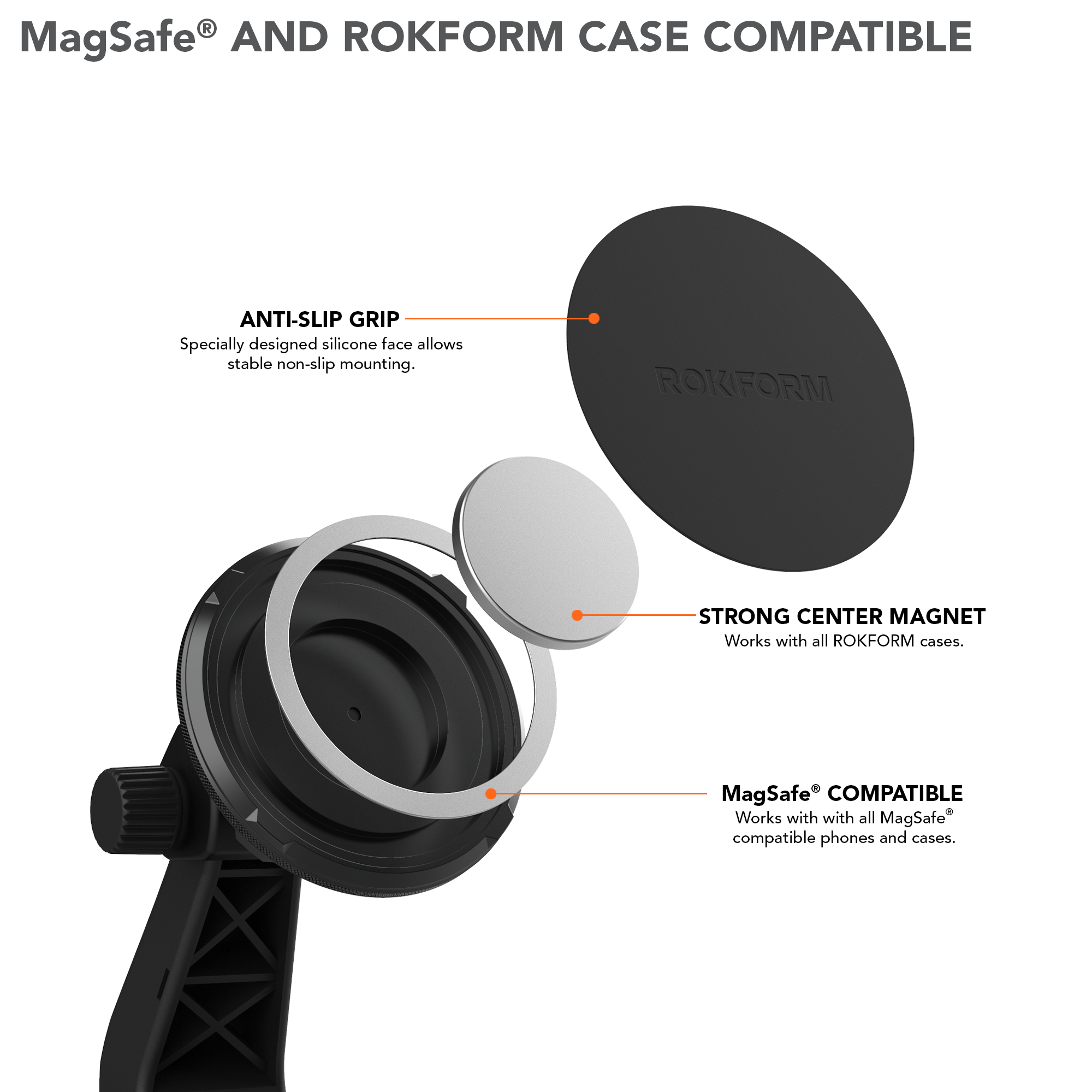 Magnetic Windshield Suction Mount | MagSafe® Compatible