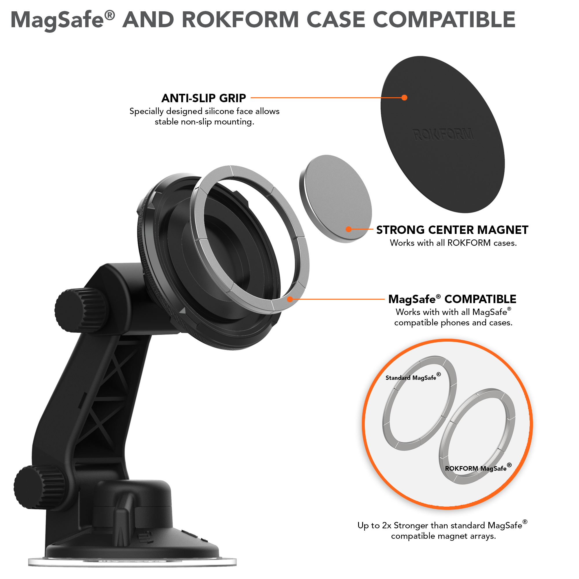 Magnetic Windshield Suction Mount MagSafe® Compatible